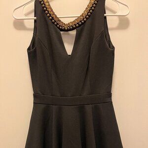 Xoxo Black Skater Dress Gold Beading Size XS